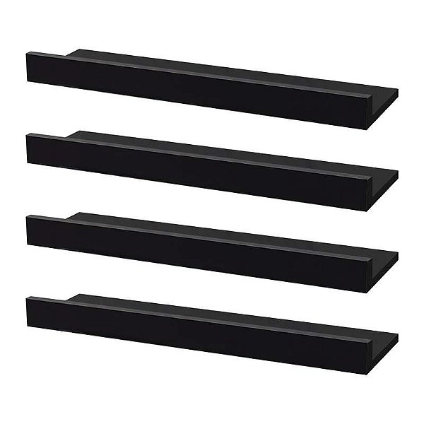 Kit 4 Prateleiras Porta Quadros 40 x 15cm Preta Suporte Invisível