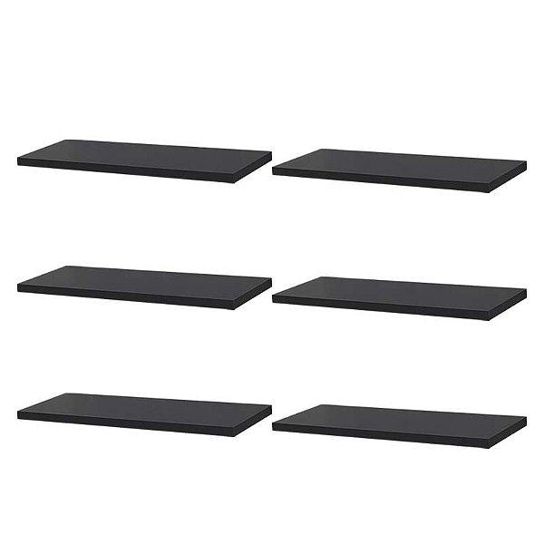 Kit 6 Prateleiras 40 x 20cm Preta Suporte Invisível