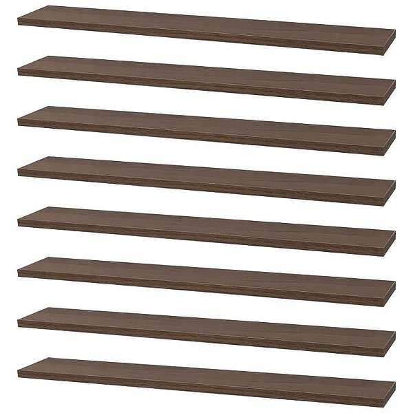 Kit 8 Prateleiras 70 x 20cm Nogal Suporte Invisível