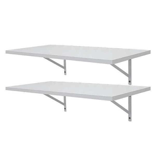 Kit 2 Prateleiras 70 x 25cm Branca Com Mão Francesa