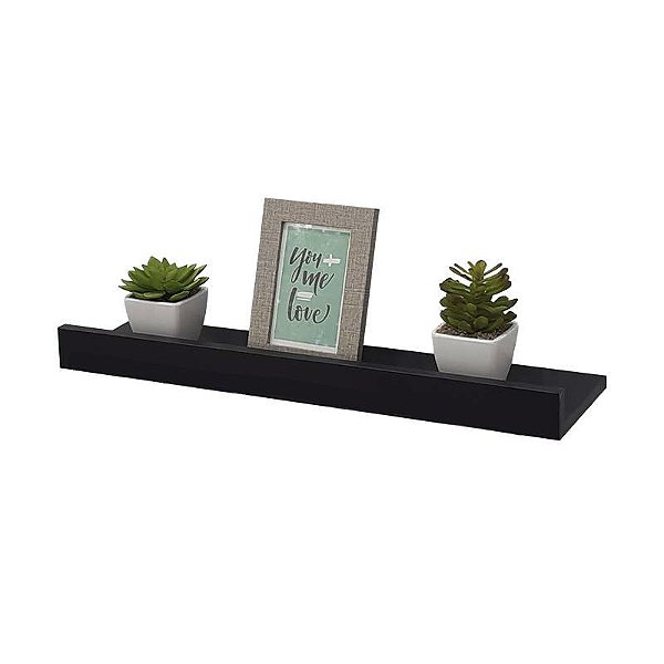 Prateleira Porta Quadros 100 x 15cm Preta Suporte Invisível