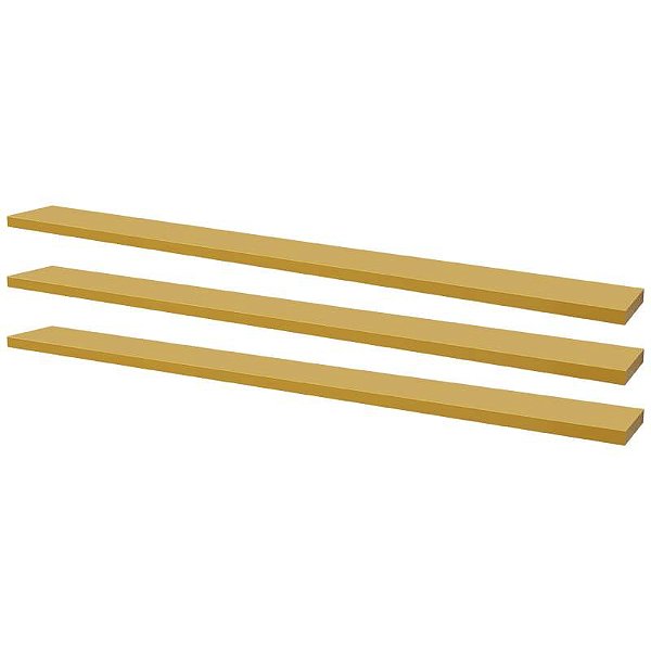 Kit 3 Prateleiras 90 x 15cm Amarela Suporte Invisível