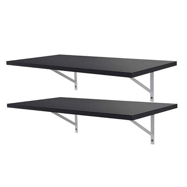 Kit 2 Prateleiras 90 x 30cm Preta Com Mão Francesa