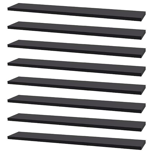 Kit 8 Prateleiras 60 x 15cm Preta Suporte Invisível