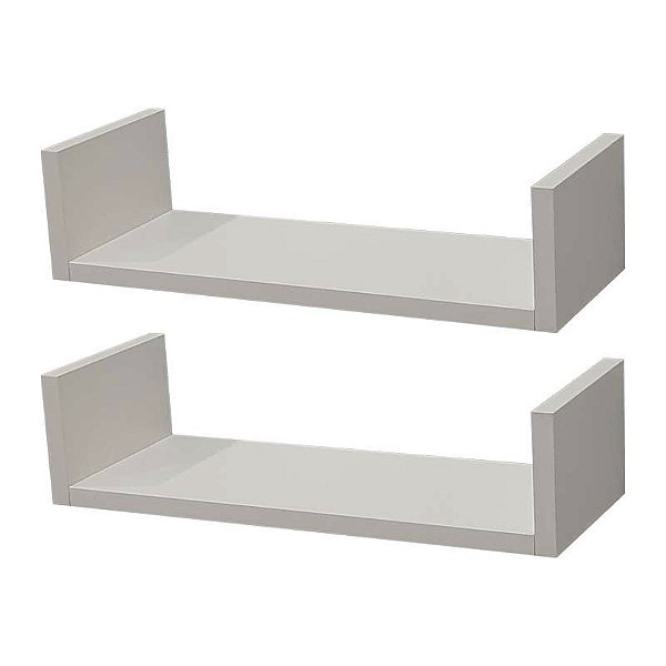 Kit 2 Prateleiras U 30 x 10cm Branca Suporte Invisível