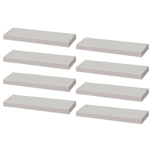Kit 8 Prateleiras 30 x 15cm Branca Suporte Invisível