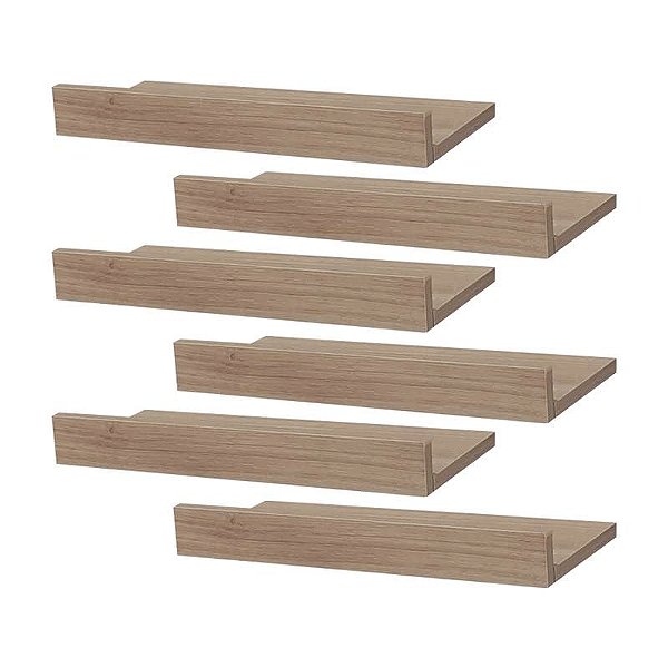 Kit 6 Prateleiras Porta Quadros 50 x 10cm Carvalho Suporte Invisível