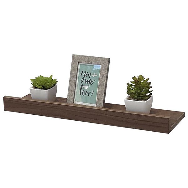 Prateleira Porta Quadros 50 x 15cm Nogal Suporte Invisível