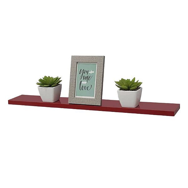 Prateleira 50 x 15cm Vermelha Suporte Invisível