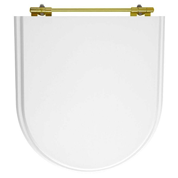 Tampa de Vaso Poliester Calypso Branco para bacia Incepa Com Ferragem Dourada