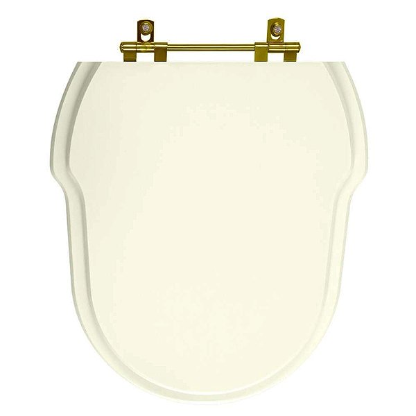 Assento Sanitário Poliéster Hampton Biscuit para vaso Incepa Com Ferragem Dourada