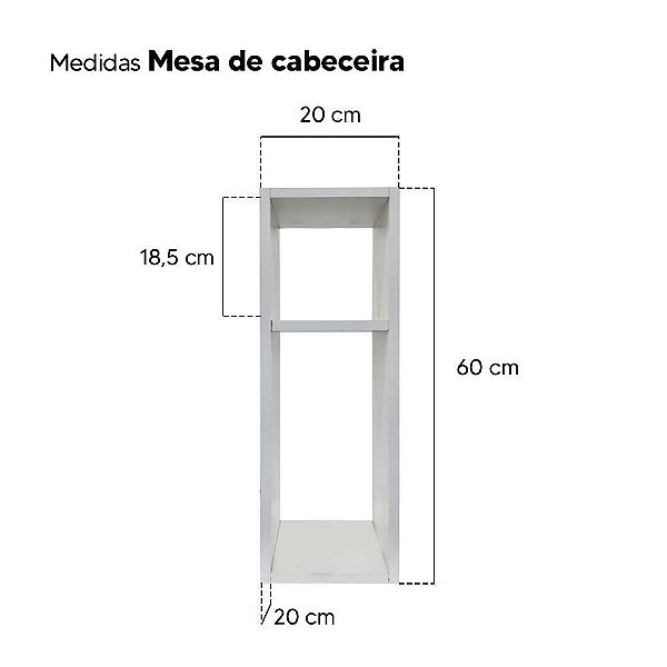 Conjunto Mesa De Cabeceira Pequena 20x20x60cm Branco Quarto Sala