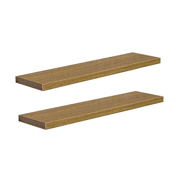 Kit 2 Prateleiras 30 x 15cm Freijó Suporte Invisível