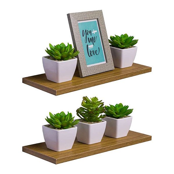 Kit 2 Prateleiras 40 x 20cm Freijó Suporte Invisível