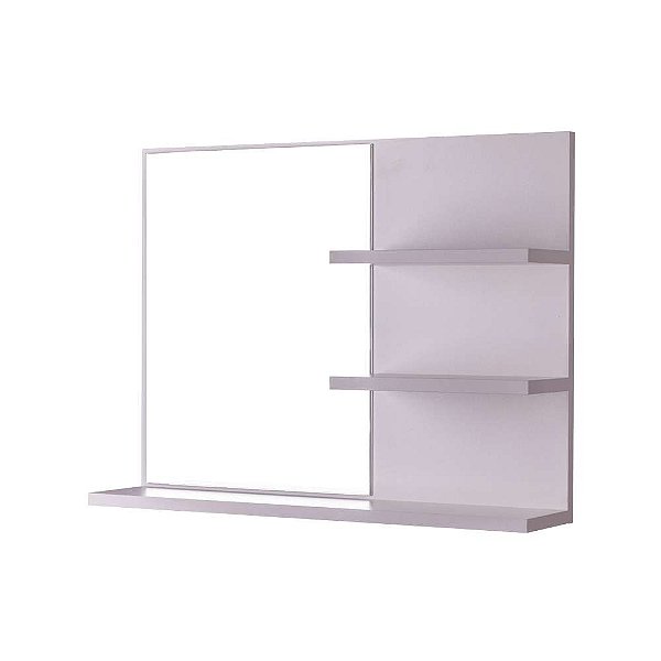 Espelho para Banheiro com Prateleiras Lugano Branco 60 x 45cm