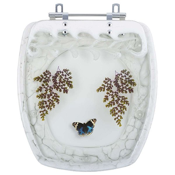 Tampa para Vaso Incepa Thema Branco Borboleta Azul Escuro