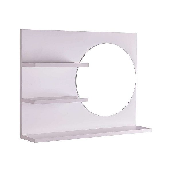 Armário Para Banheiro com Espelho Redondo Genova Branco 60 x 45cm