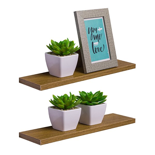 Kit 2 Prateleiras 30 x 10cm Freijó Suporte Invisível