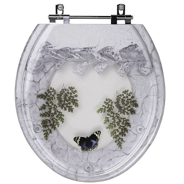 Tampa para Vaso Deca Oval Branco com Borboleta Azul