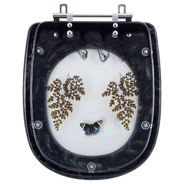 Tampa para Vaso Icasa Sabatini Preto Borboleta Azul Escuro