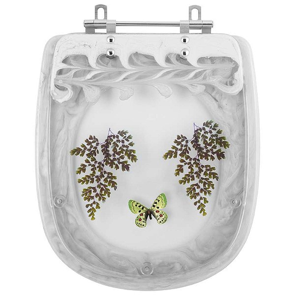 Tampa para Vaso Icasa Sabatini Branco com Borboleta Verde