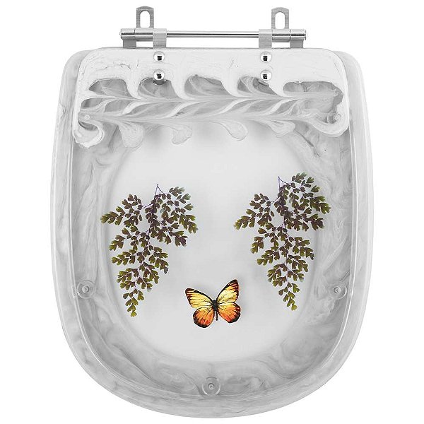 Tampa para Vaso Icasa Sabatini Branco com Borboleta Amarela