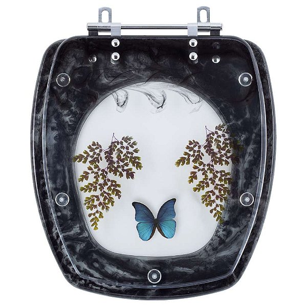 Tampa para Vaso Incepa Thema Preto com Borboleta Azul