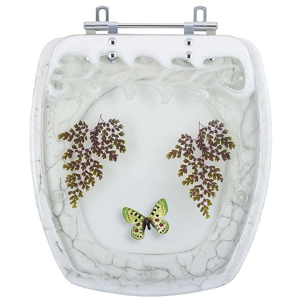 Tampa para Vaso Incepa Thema Branco com Borboleta Verde
