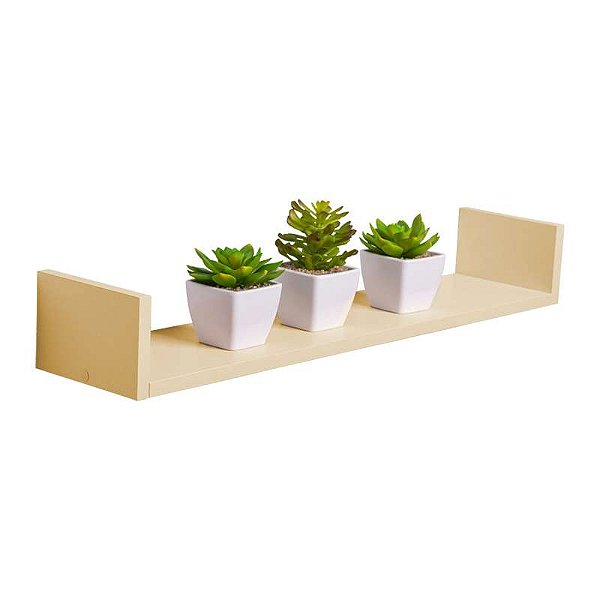 Prateleira U 70 x 10cm Bege Claro Suporte Invisível