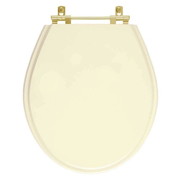 Tampa de Vaso Ravena Creme para bacia Deca Com Ferragem Dourada