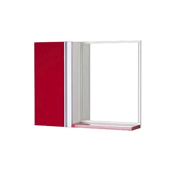 Armário para Banheiro com Espelho Vermelho Barra Vertical