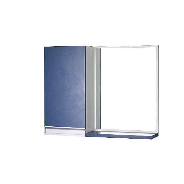 Armário para Banheiro com Espelho Azul com Puxador de Metal