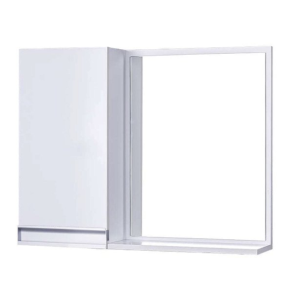 Armário para Banheiro com Espelho Branco com Puxador Metal