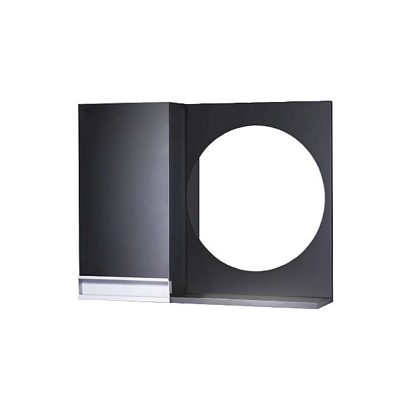 Armário para Banheiro com Espelho Redondo Preto com Puxador de Metal