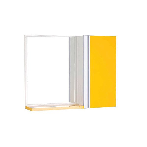 Espelho para Banheiro com Armário Amarelo Barra Vertical