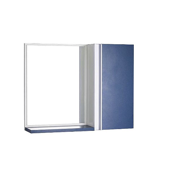 Espelho para Banheiro com Armário Azul Barra Vertical