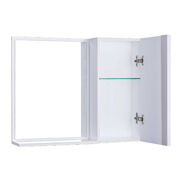 Espelho para Banheiro com Armário Branco Barra Vertical