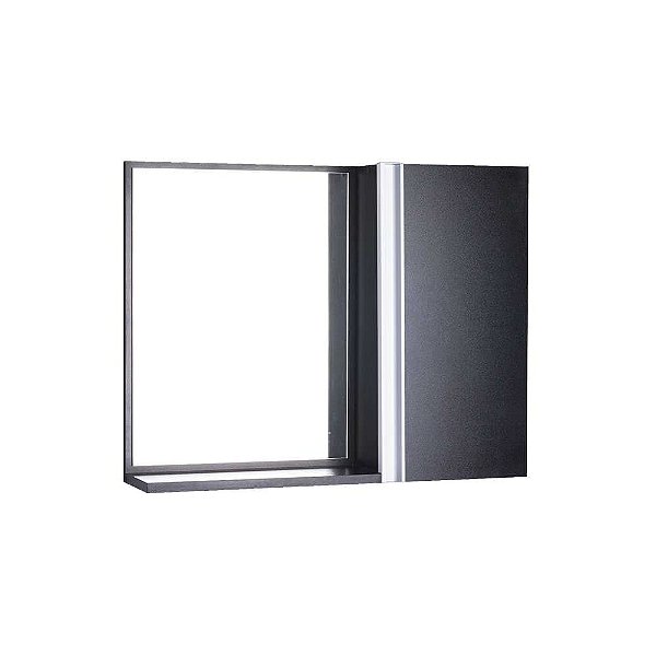 Espelho para Banheiro com Armário Preto Barra Vertical