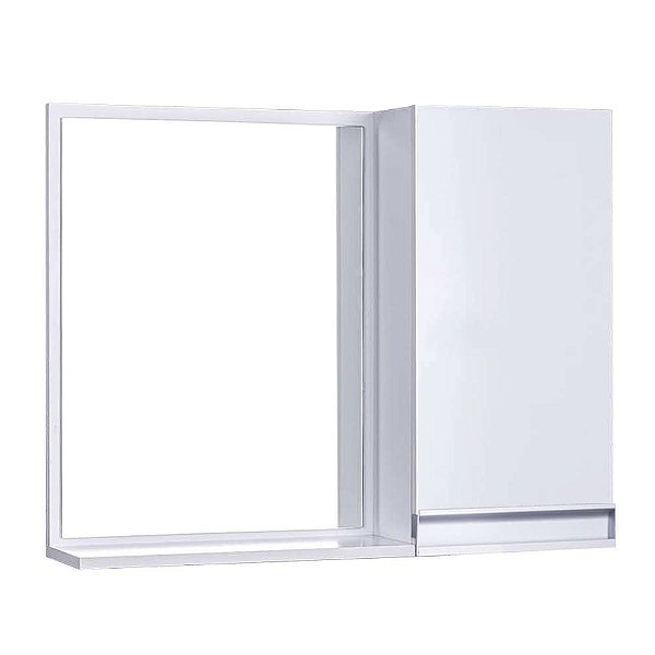 Espelho para Banheiro com Armário Branco Puxador Metal