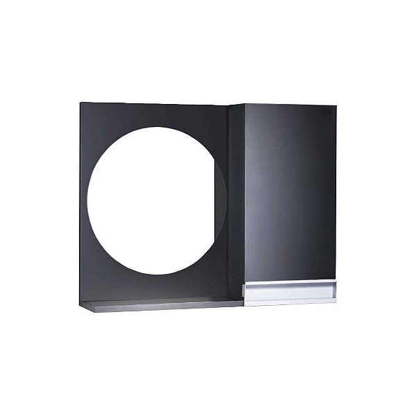 Espelho Redondo para Banheiro com Armário Preto com Puxador de Metal