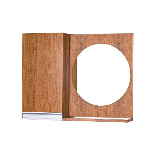 Armário para Banheiro com Espelho Redondo Freijó com Puxador de Metal