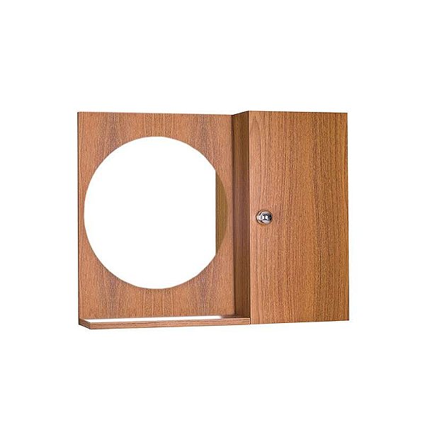 Espelho Redondo para Banheiro com Armário Freijó