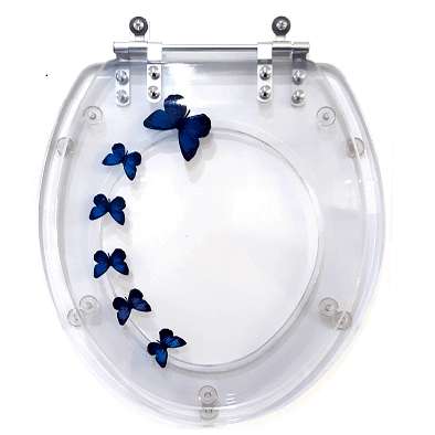 Tampa De Vaso Acrilico Decorada Borboleta Azul 6lpf