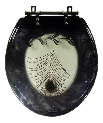 Tampa De Vaso + Lixeira Convencional Decorada Pavão Preto