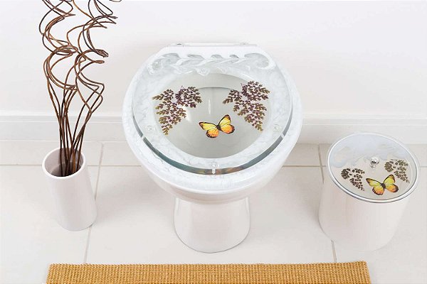 Tampa De Vaso Convencional E Lixeira Decorados