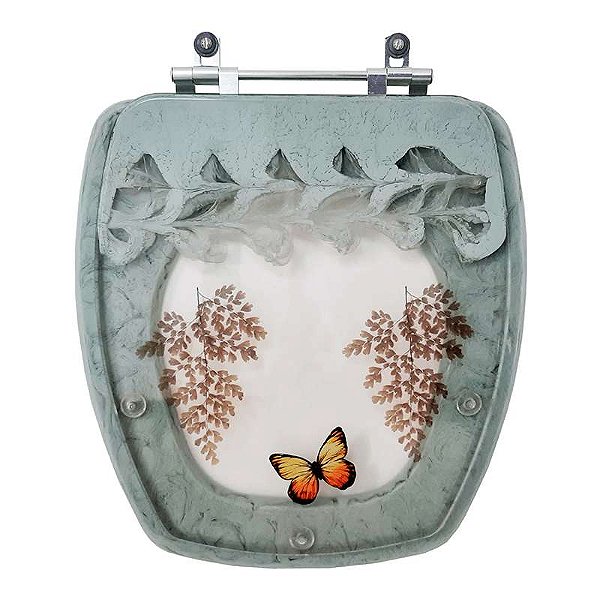 Assento Sanitário Thema Verde Claro Decorado Borboleta Para Incepa