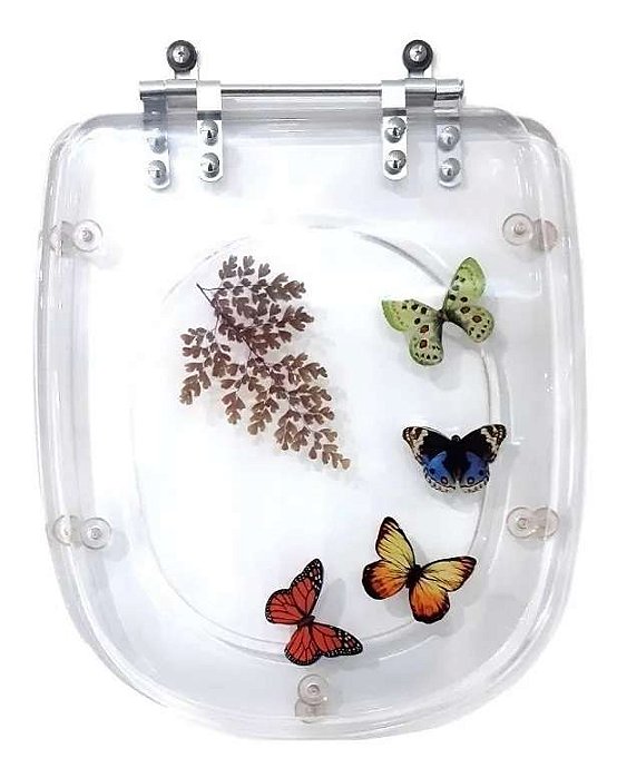 Tampa De Vaso Decorada Sabatini Icasa 4 Borboletas Transparente