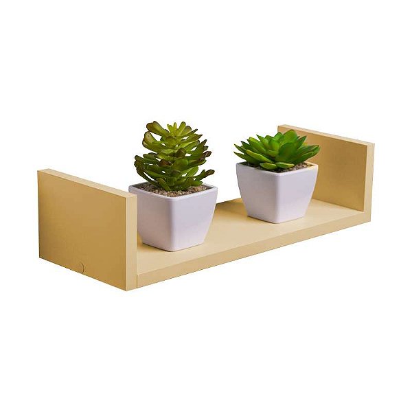Prateleira U 40 x 10cm Bege Claro Suporte Invisível