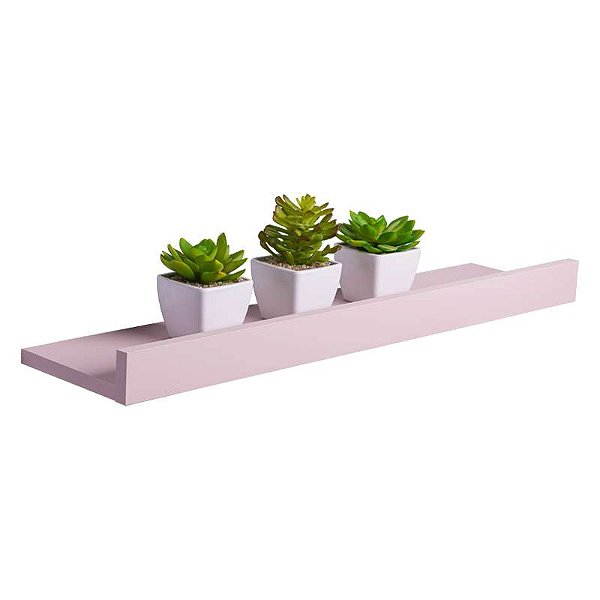 Prateleira Porta Quadros 100 x 10cm Rosa Claro Suporte Invisível