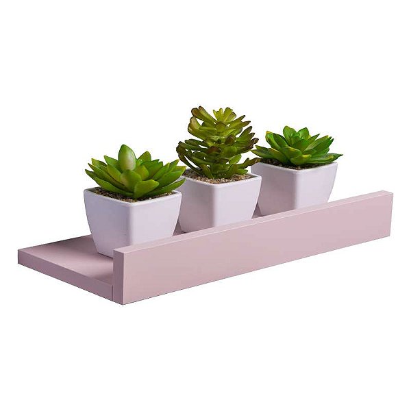 Prateleira Porta Quadros 30 x 15cm Rosa Claro Suporte Invisível